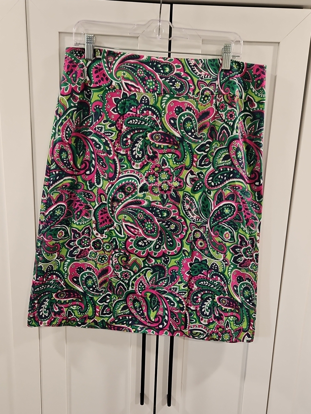 Talbots Pink & Green Paisley A-Line  Skirt Size 12.